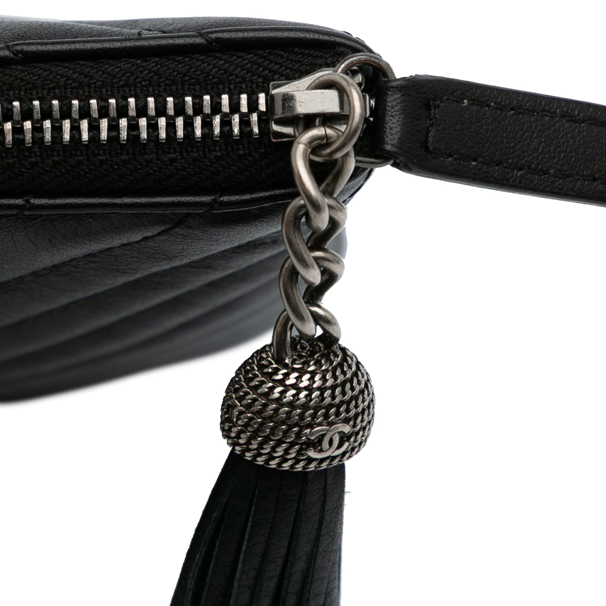 Large Diagonal Chevron Calfskin Tassel O Case Clutch