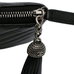 Large Diagonal Chevron Calfskin Tassel O Case Clutch