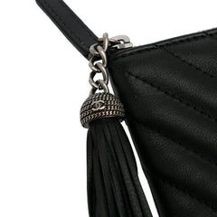 Large Diagonal Chevron Calfskin Tassel O Case Clutch
