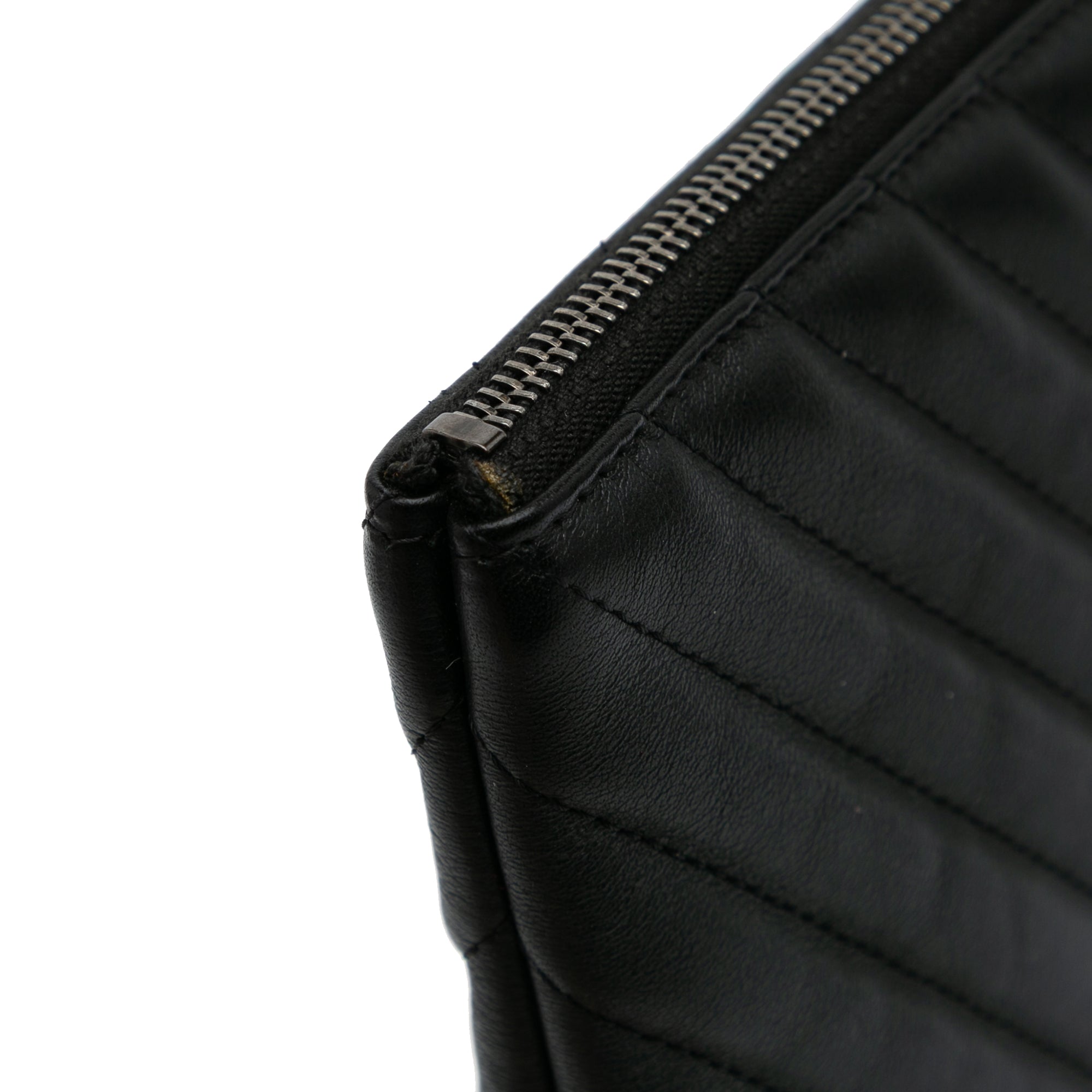 Large Diagonal Chevron Calfskin Tassel O Case Clutch