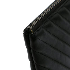 Large Diagonal Chevron Calfskin Tassel O Case Clutch