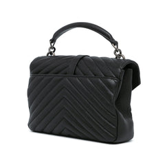 Medium Quilted Chevron Sheepskin College Satchel