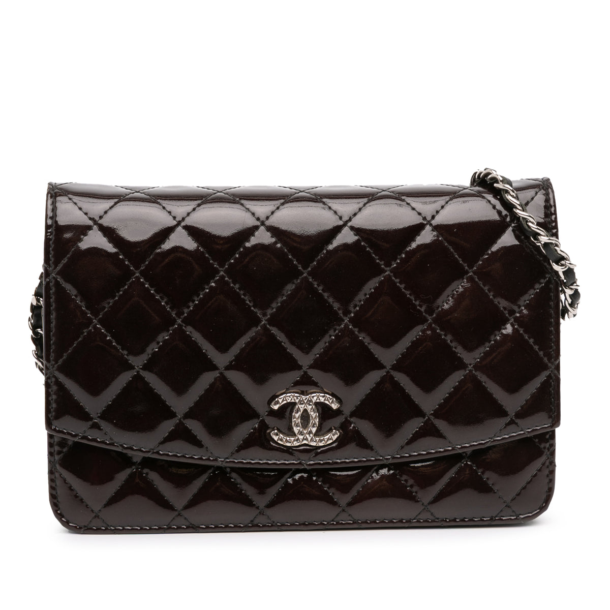 Quilted Patent Brilliant Wallet On Chain