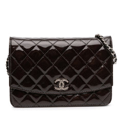 Quilted Patent Brilliant Wallet On Chain