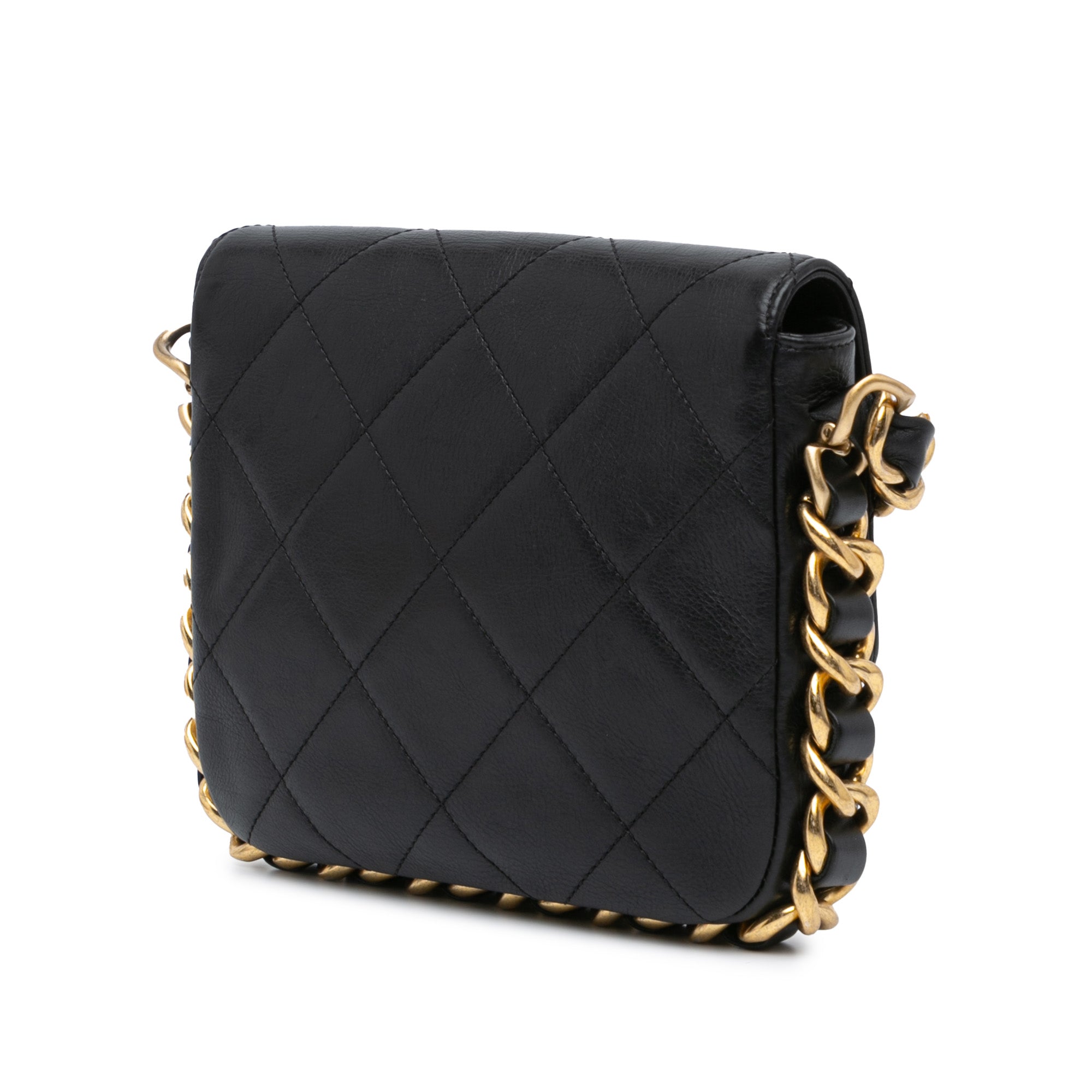 Small Quilted Calfskin Framing Chain Flap