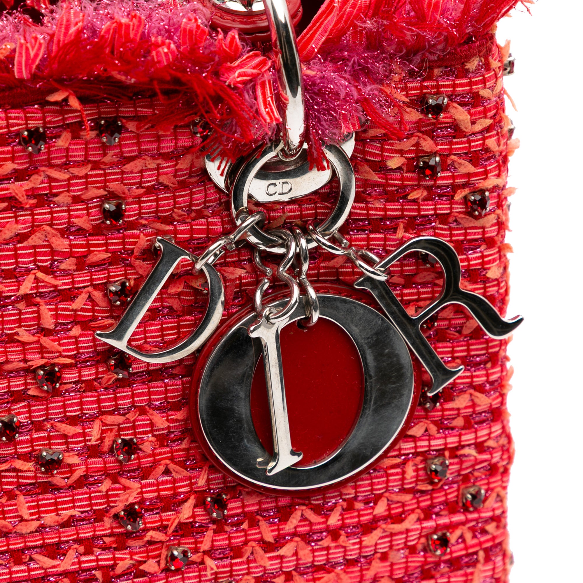 Medium Tweed Fringe Rhinestone Lady Dior