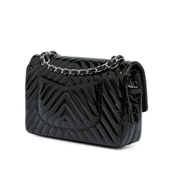 Medium Classic Chevron Patent Double Flap