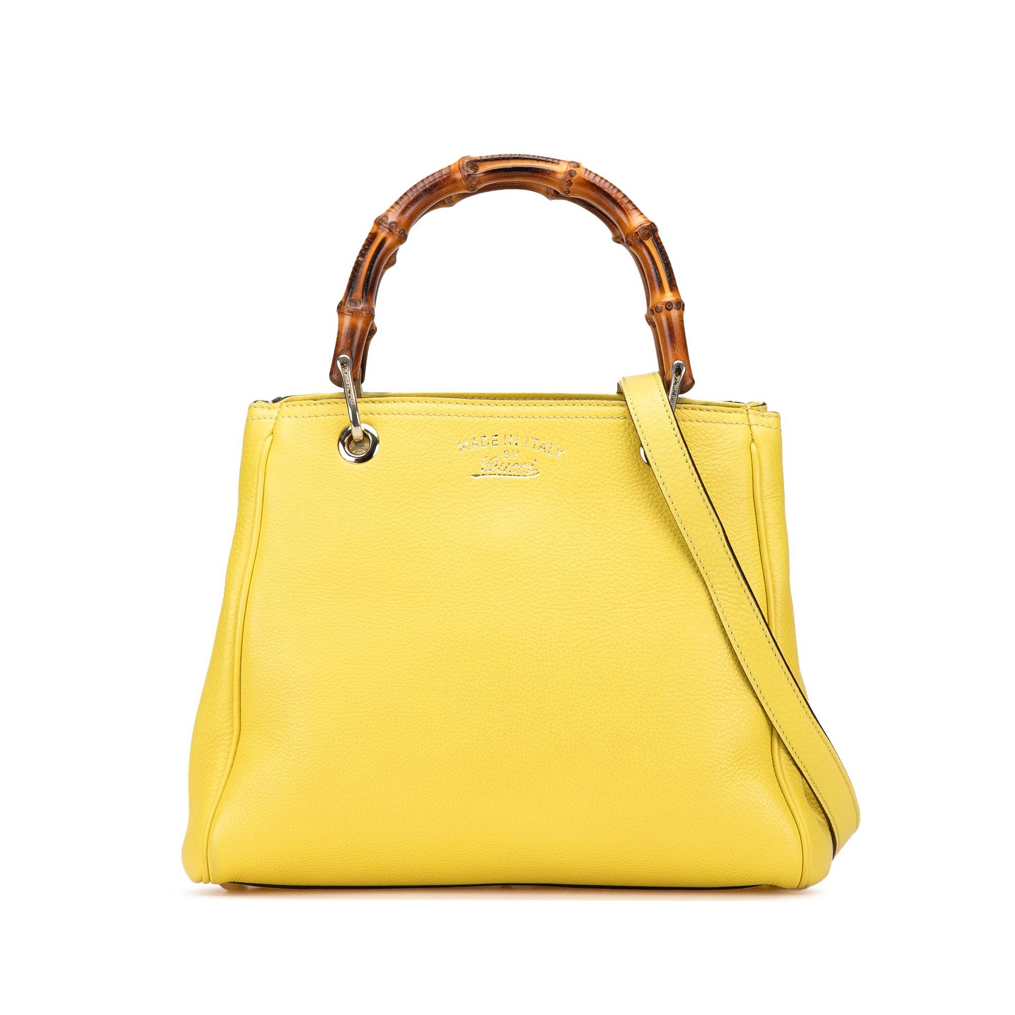 Small Calfskin Bamboo Shopper Satchel