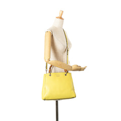 Small Calfskin Bamboo Shopper Satchel