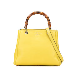 Small Calfskin Bamboo Shopper Satchel