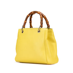 Small Calfskin Bamboo Shopper Satchel