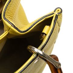 Small Calfskin Bamboo Shopper Satchel