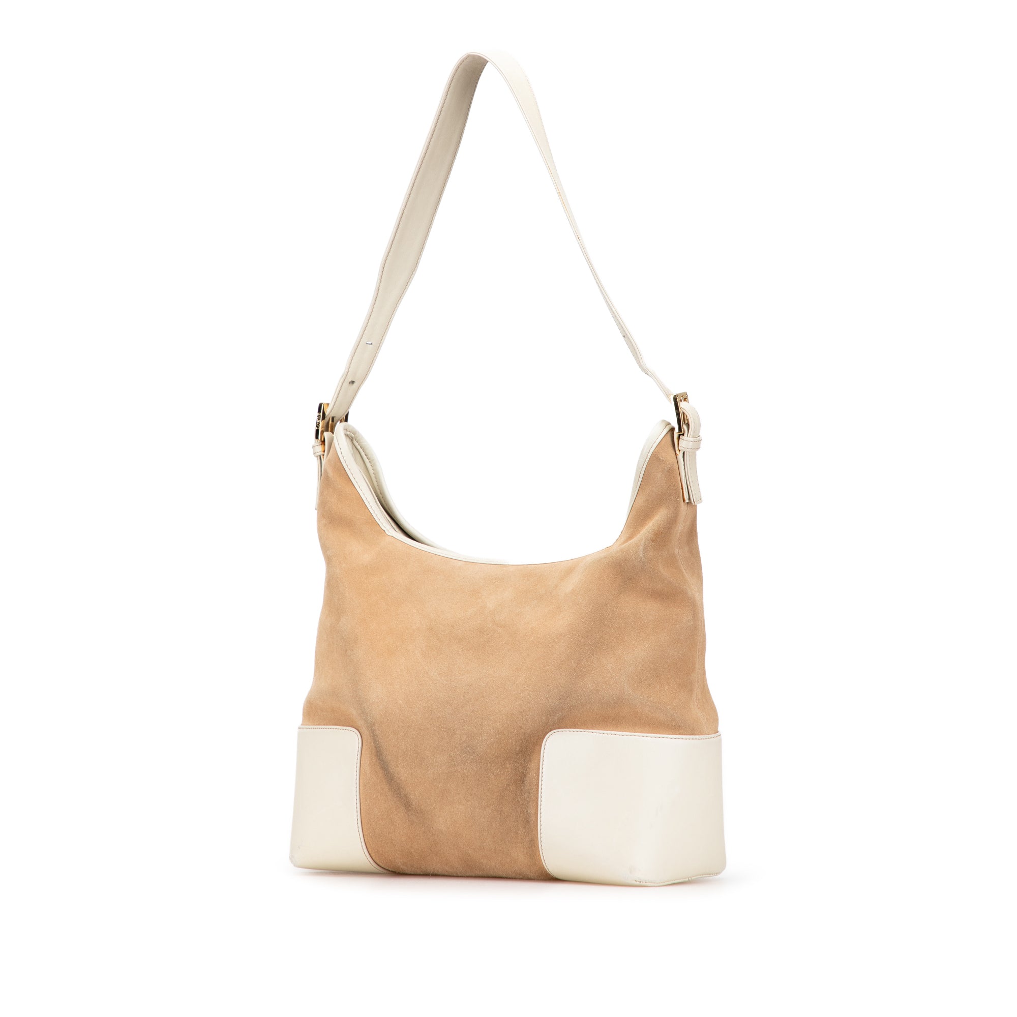 Suede Anagram Shoulder Bag