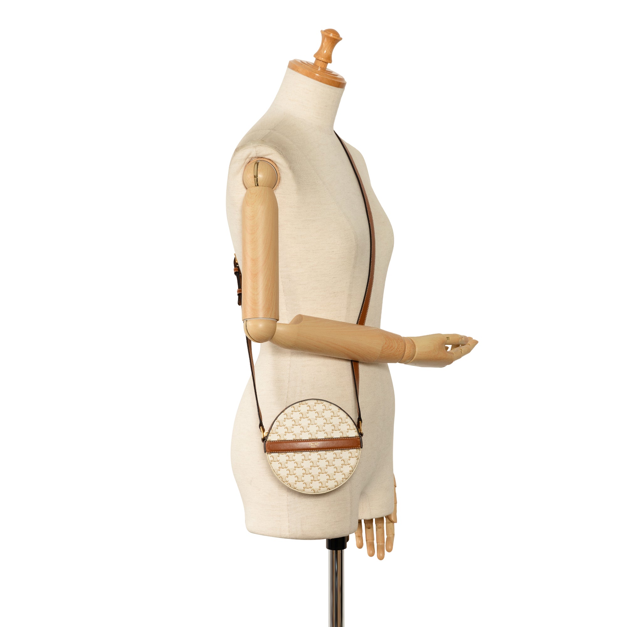 Triomphe Round Purse on Strap