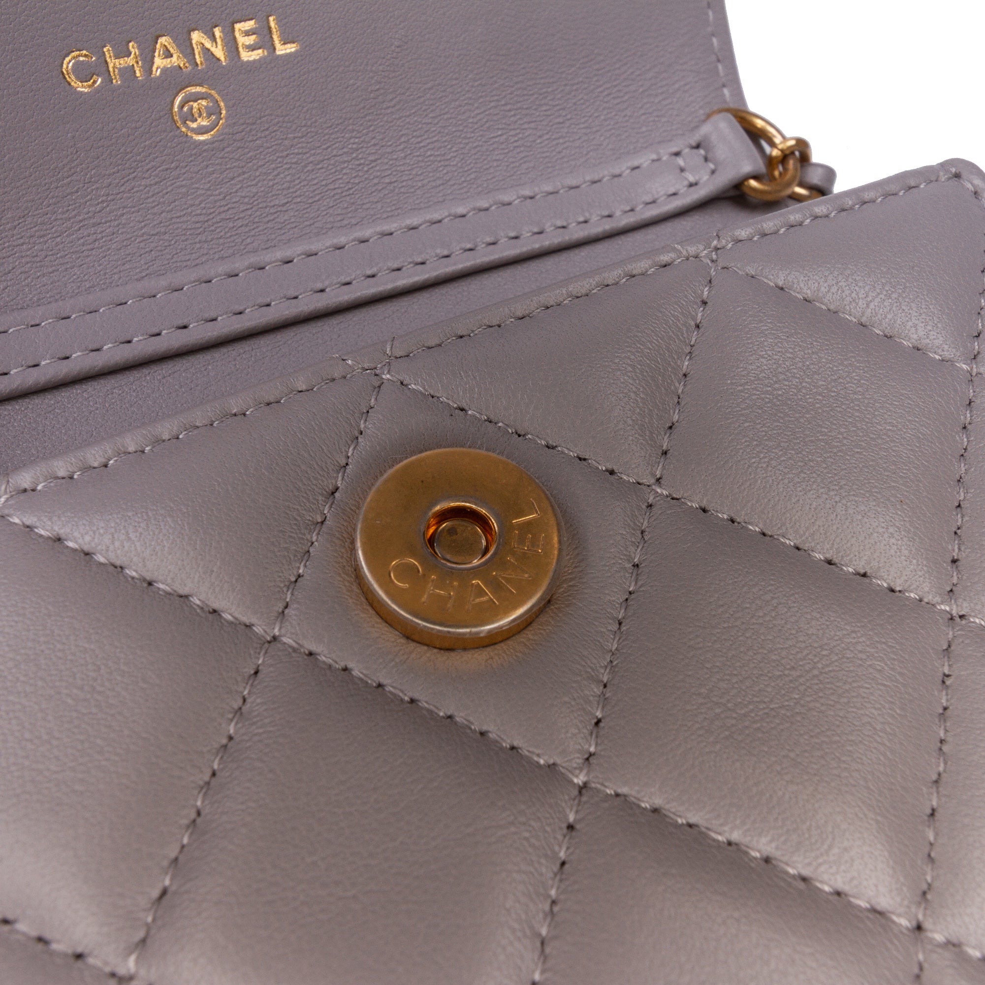 Mini Lambskin Pearl Crush Clutch On Chain