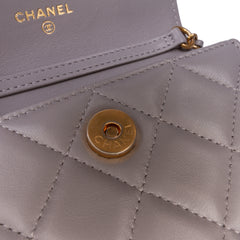 Mini Lambskin Pearl Crush Clutch On Chain