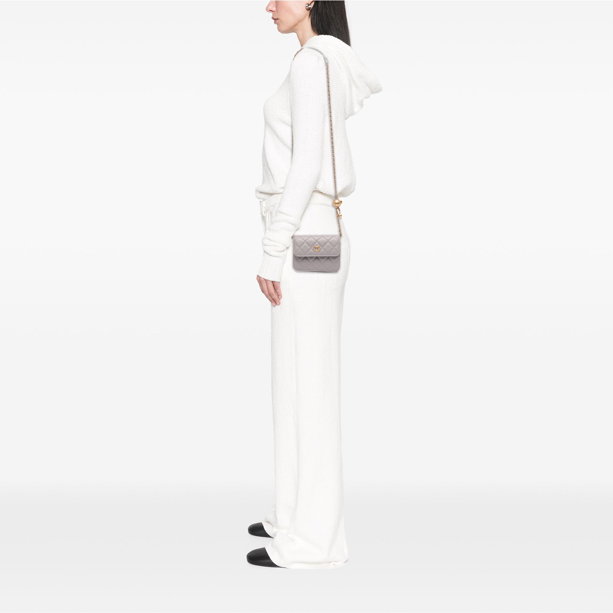 Mini Lambskin Pearl Crush Clutch On Chain