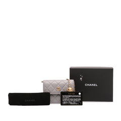 Mini Lambskin Pearl Crush Clutch On Chain