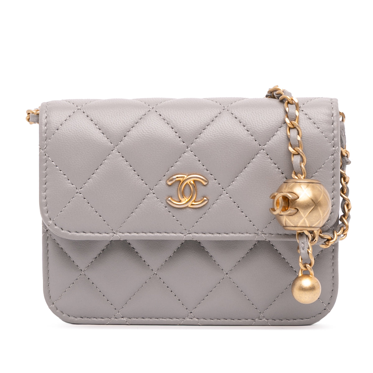 Mini Lambskin Pearl Crush Clutch On Chain