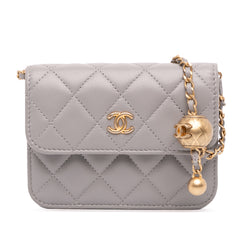 Mini Lambskin Pearl Crush Clutch On Chain