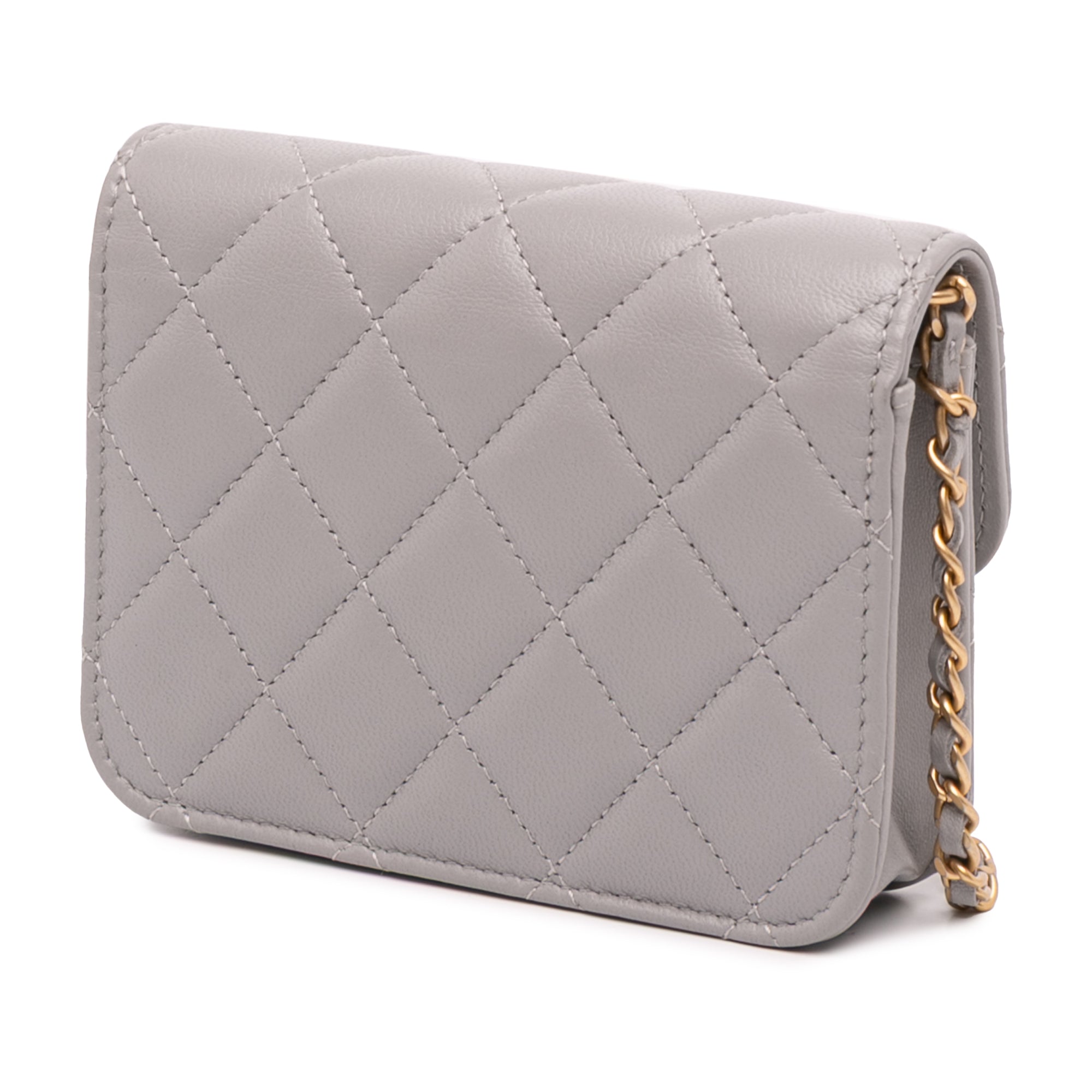Mini Lambskin Pearl Crush Clutch On Chain