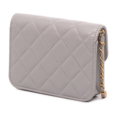 Mini Lambskin Pearl Crush Clutch On Chain