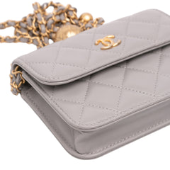Mini Lambskin Pearl Crush Clutch On Chain