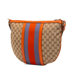 Medium GG Canvas Web Half Moon Crossbody