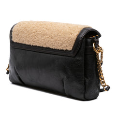 Shearling Trimmed Leather Sac Dandy Crossbody