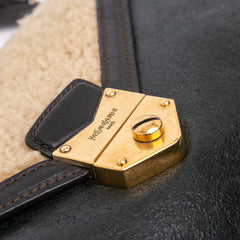 Shearling Trimmed Leather Sac Dandy Crossbody