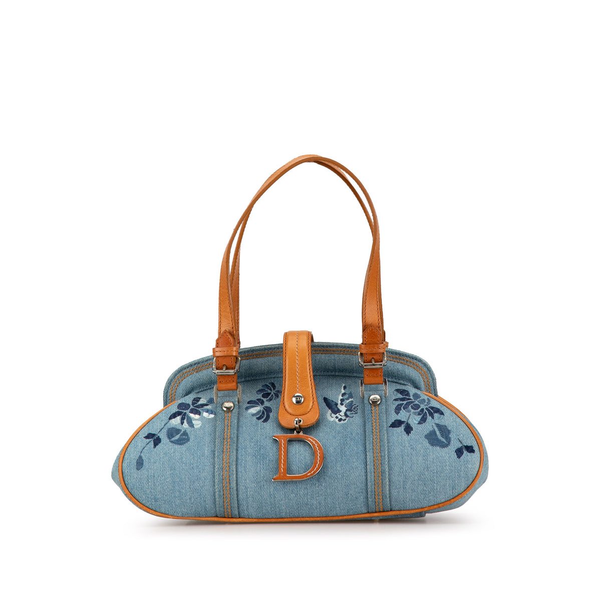 Embroidered Denim Detective Handbag