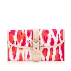 Printed Canvas Buckle Strap Flap Wallet