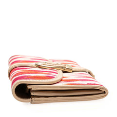 Printed Canvas Buckle Strap Flap Wallet