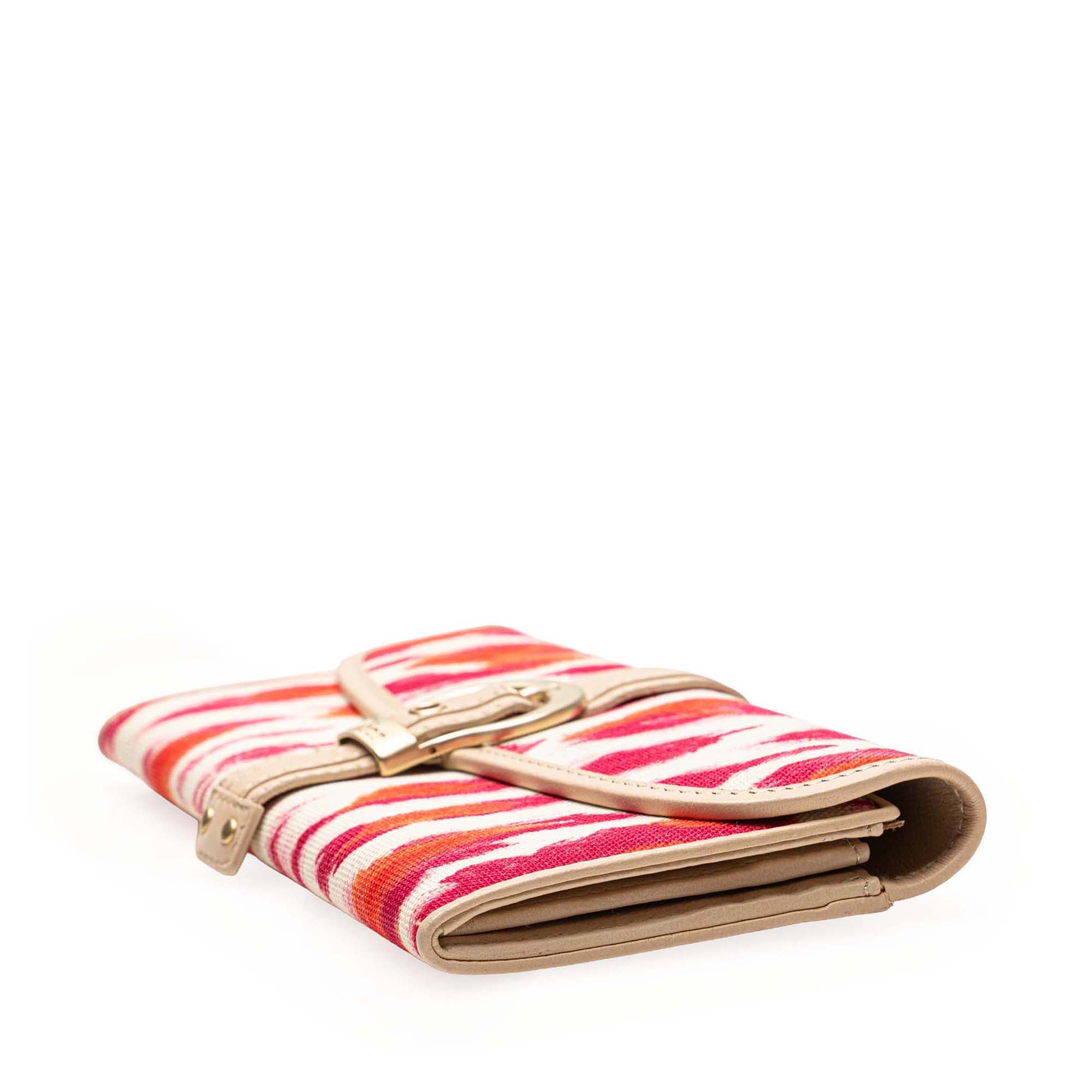 Printed Canvas Buckle Strap Flap Wallet