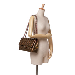 Jumbo Classic Metallic Patent Double Flap