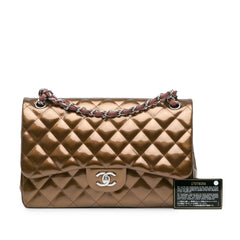 Jumbo Classic Metallic Patent Double Flap