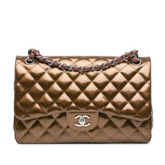 Jumbo Classic Metallic Patent Double Flap