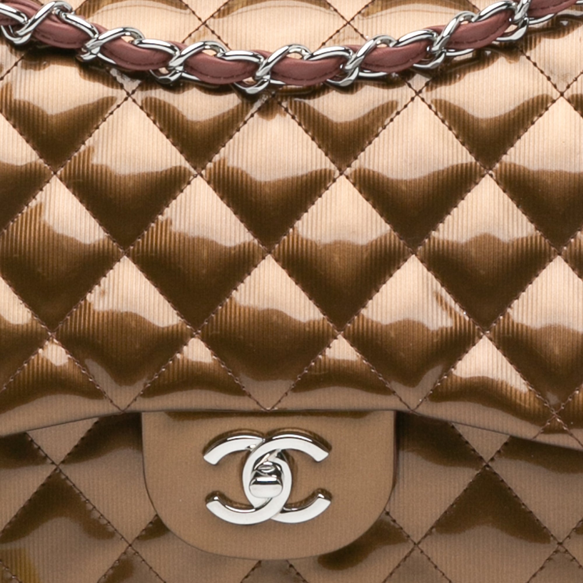 Jumbo Classic Metallic Patent Double Flap