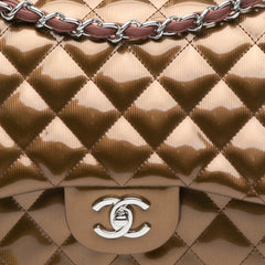 Jumbo Classic Metallic Patent Double Flap