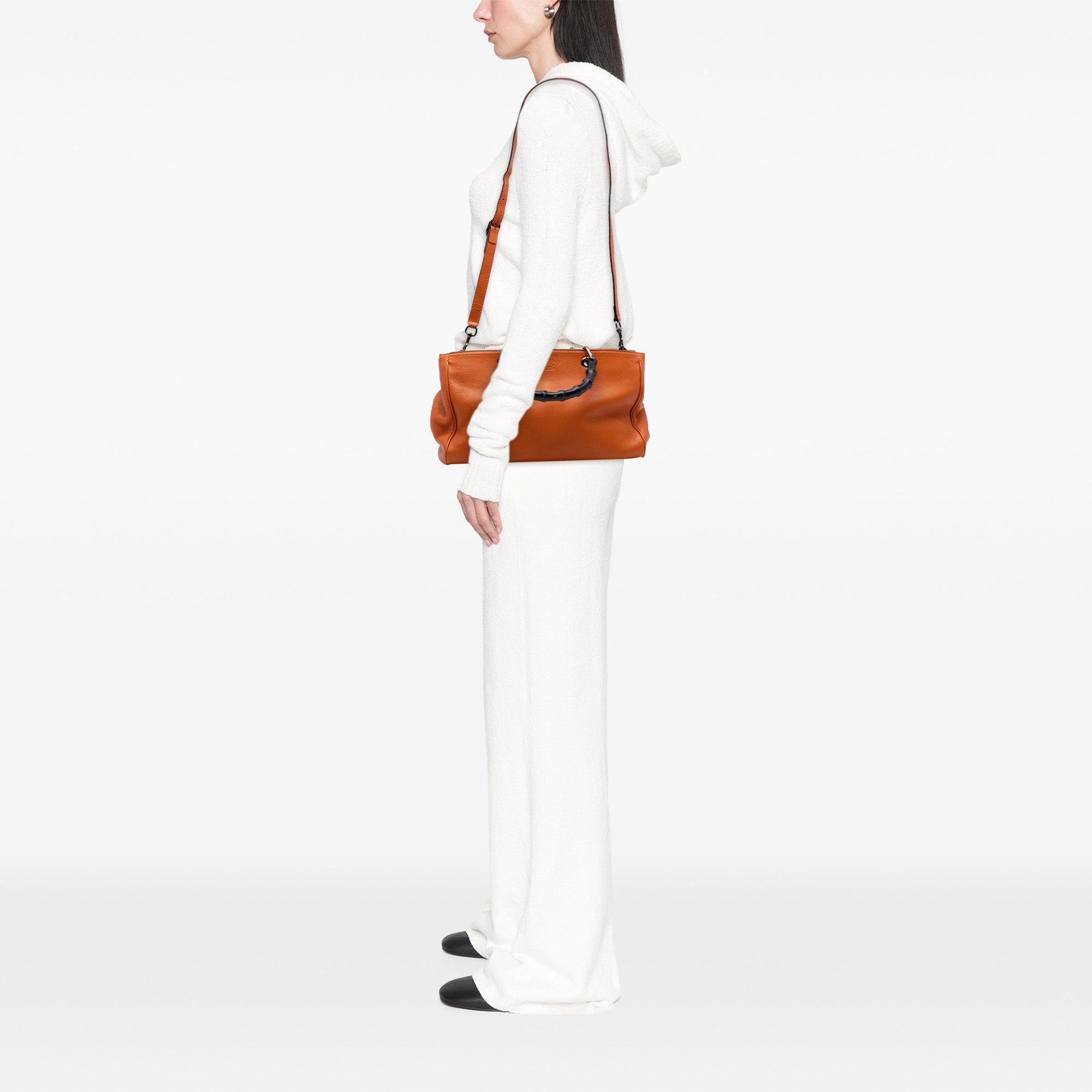 Medium Calfskin Bamboo Shopper Satchel