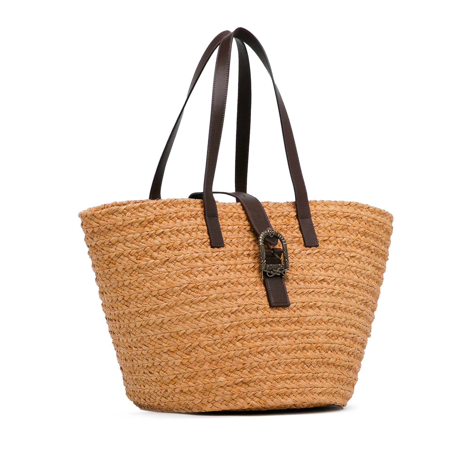 Medium Raffia Celtic Buckle Panier Tote