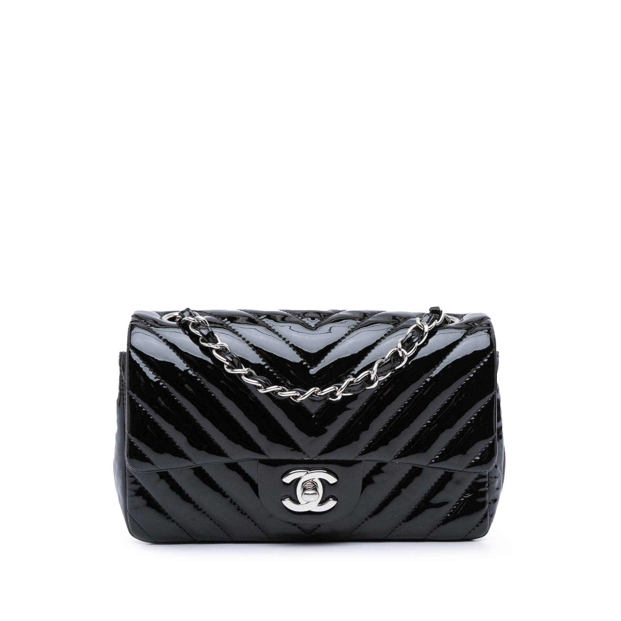 Mini Rectangular Classic Chevron Patent Single Flap