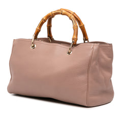 Medium Calfskin Bamboo Shopper Satchel