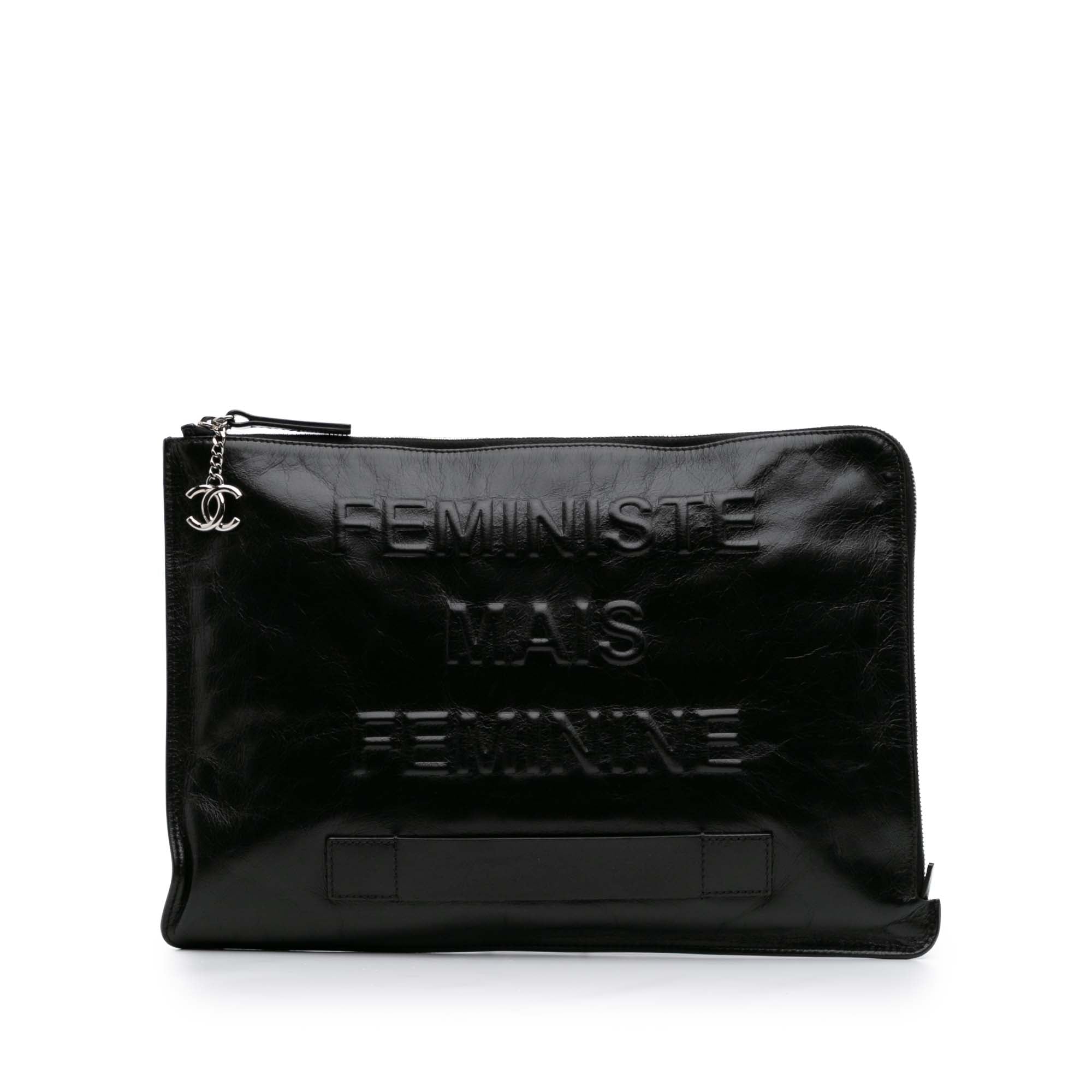 Large Calfskin Feministe Maize Feminine Pouch