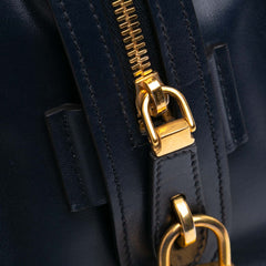 Medium Saffiano Trimmed City Calf Greca Esplanade Satchel