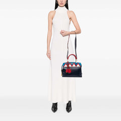 Medium Saffiano Trimmed City Calf Greca Esplanade Satchel