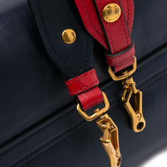Medium Saffiano Trimmed City Calf Greca Esplanade Satchel