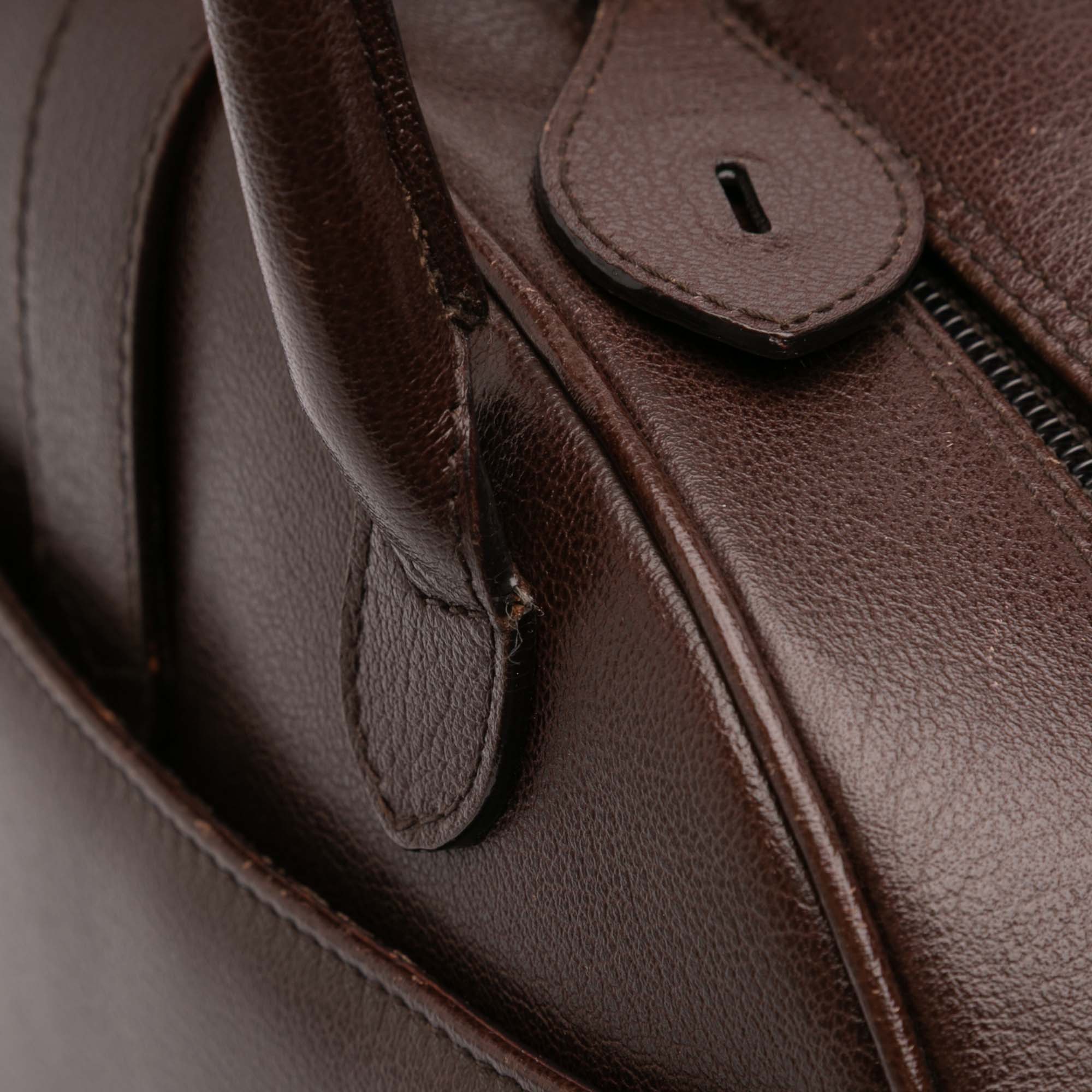 Calfskin Double Saddle Bowler Bag
