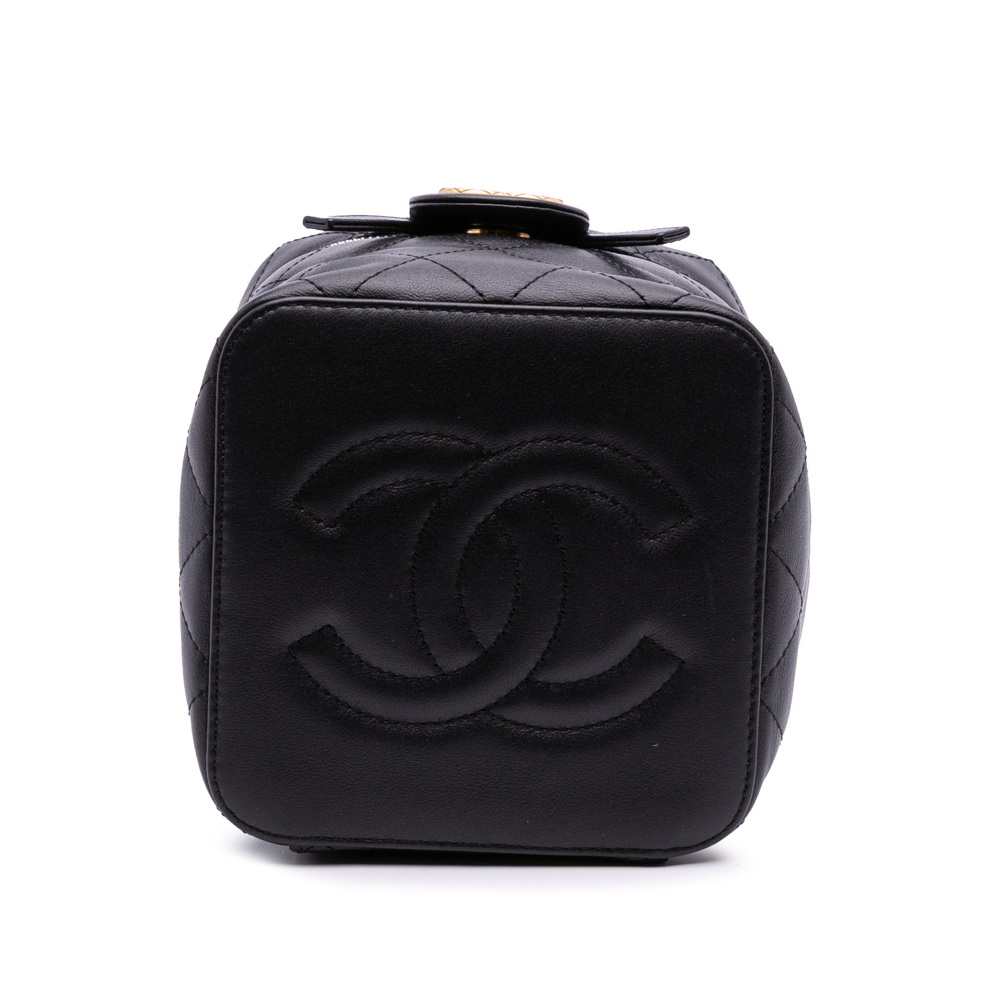 Small CC Quilted Calfskin Vanity Case with Chain