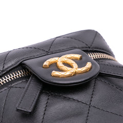 Small CC Quilted Calfskin Vanity Case with Chain